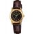Casio LTP-V001GL-1B női karóra arany tokkal és barna bőrszíjjal