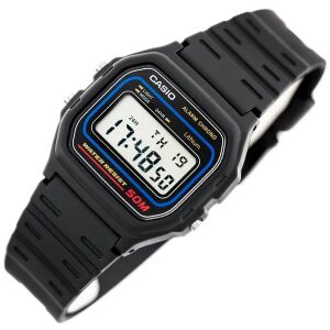 Casio W-59-1VQ unisex digitális sportóra, WR50, fekete, ajándék doboz