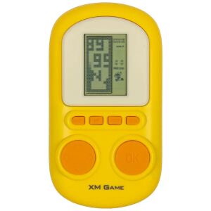 Mini kézi Tetris játékkonzol, sárga, hordozható, 6+ éves