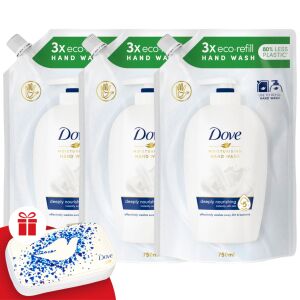 Dove Liquid Soap Refill Deeply Nourishing 3x750ml + Gift Manicure Set 130491989