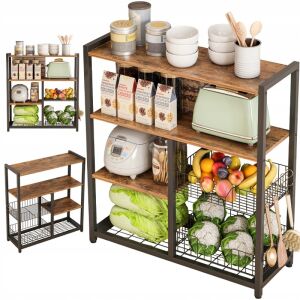 KONYHASZEKRÉNY SÖTÉTBARNA IPARI RETRO RETRO SZIGET POLC