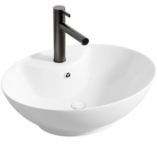 PULTOS oválne biele keramické umývadlo na dosku s prepadom
