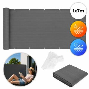 MultiGarden Balcony blanket with fixing accessories 1x7m #light grey 130506591