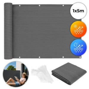 MultiGarden Balcony blanket with fixing accessories 1x5m #light grey 130506606