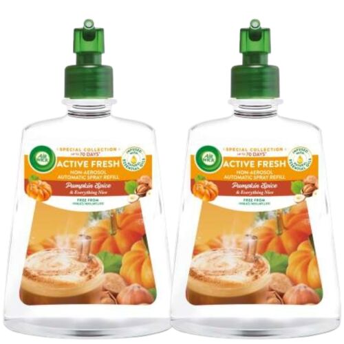 Air Wick 24/7 Active Fresh Пълнител за автоматичен спрей с аромат на тиква и подправки, 2x228ml