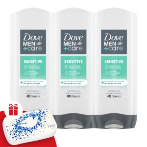 Dove Men+Care sprchový gél Sensitive 3x400ml + darčeková manikúrová sada 130508313