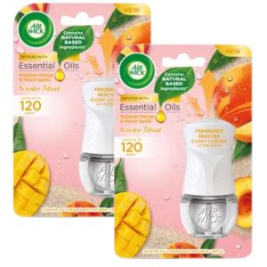 Elektryczny odświeżacz powietrza Air Wick z wkładem Maldives Mango i Peach 2x19ml 130508585