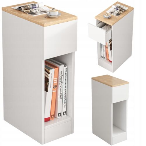 Keskeny Loft Éjjeliszekrény Fiókkal és Polccal - modern, hálószobába, 60cm