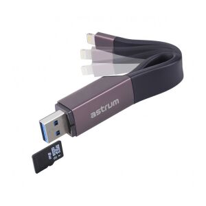 Astrum AA230 2in1 8pin lightning - USB 3.0 OTG adatkábel beépített MicroSD kártyaolvasóval, MFI engedéllyel 130511108 - Astrum