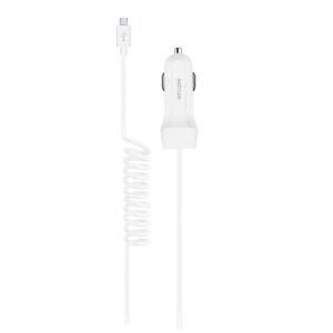 Astrum CC240 micro USB autós szivar töltő 1,5M spirál kábellel + USB csatlakozóval 2,4A fehér 12W 130511520 - Autós töltő