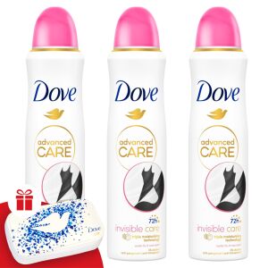 Dove Advanced Care dámsky dezodorant Invisible Care 3x150ml + darčeková manikúrová sada 130511923