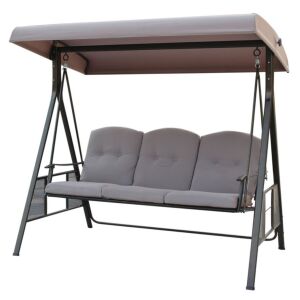 DUBAI 3-miestna sivá záhradná hojdačka s baldachýnom - Hojdacie postele a hojdacie kreslá
