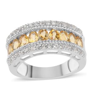 Ezüst Gyűrű Citrinnel és Fehér Topázzal, ROS346/54 130521702 - Női gyűrű