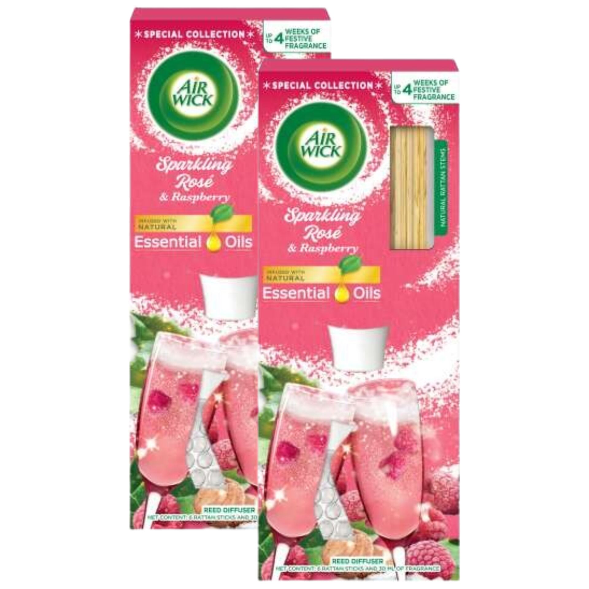 Air Wick Rozé Pezsgő és Málna Pálcikás légfrissítő folyadék 2x30ml