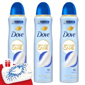 Dove Antiperspirant Aerosol Advanced Care Talco 3x150ml + darčeková manikúrová sada 130528617
