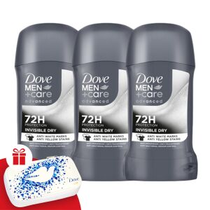 Dove Men+Care Advanced Invisible Dry Antiperspirant Stick 3x50ml + darčeková manikúrová sada 130529027