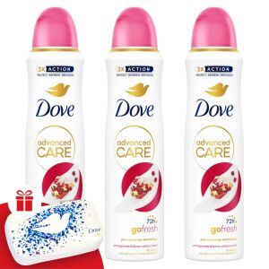 Antiperspirant Dove Advanced Care Go Fresh s vôňou granátového jablka a citrónovej verbeny 3x150 ml + darčeková sada na manikúru 130529985