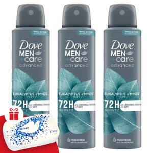 Dove Men+Care Advanced pánsky dezodorant Eukalyptus + mäta 3x150ml + darčeková manikúrová sada 130530151