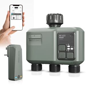 Zadabso® öntöző/kerti víz időzítő, Wifi adapter, Wifi és Bluetooth, 3 kimenet, Tuya App kompatibilis, eső időzítő, kerti pázsithoz, elemmel működtethető 130532512 - Csepegtető öntöző