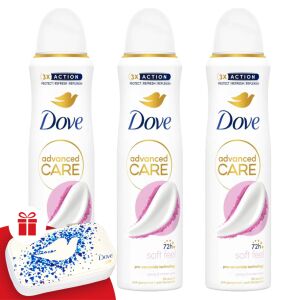 Dove Advanced Care dámsky dezodorant Soft-Feel 3x150ml + darčeková manikúrová sada 130533874