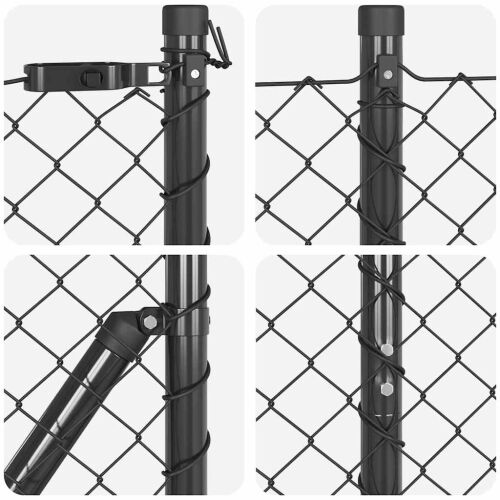 vidaXL Tüskés láncszem kerítés 10 x 1,5 m PVC-bevonatos acél Szürke