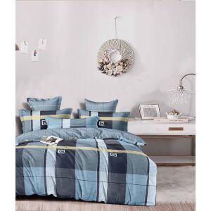 BEILAI 6 részes kék és szürke kockás ágyneműszett bevetett ágyon - Ágynemű - ifjúsági és felnőtt