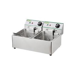 ELEKTROMOS 8+8 LITERES OLAJSÜTŐ ASZTALI (FY88L) dupla mély sütő két kosárral, rozsdamentes acél, állítható lábakkal - Olajsütő