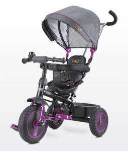 Toyz Buzz Dreirad - Lila und Schwarz - Kinderdreirad mit Verdeck - Dreiräder