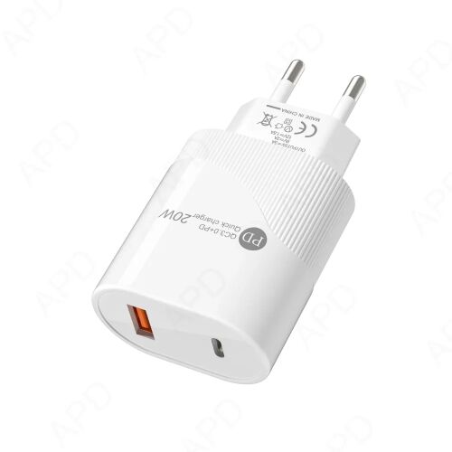 ABYZ™ QC3.0 PD20W adaptér s portami Type-C a USB-A, 20W výkon, rýchla nabíjačka kompatibilná s notebookmi a telefónmi 130590645