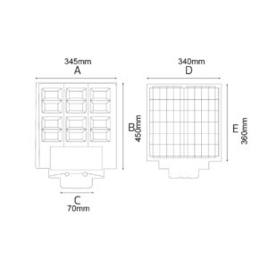 Dimensiunile lămpii stradale Napelemes 600W - Lămpi stradale