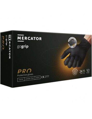 Set schwarze Nitrilhandschuhe, texturiert GOGRIP, 50er Set M