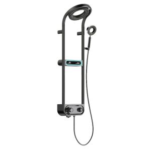 Leziter Tropic schwarzes digitales Duschset mit Thermostatmischer - WC-Sitze, Duschkabine, Wasserhahn, Duschtür, Badezimmerschrank, Wäschekörbe und Brausegarnitur