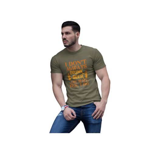 D&B Férfi/Unisex Póló ST00032 Beer Katonai zöld -Méret 3XL 130591768 - Divat és öltözködés