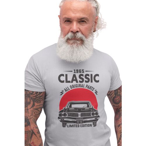 D&B Férfi/Unisex Póló ST00045 Classic Car Szürke-Méret 5XL 130592000 - Divat és öltözködés