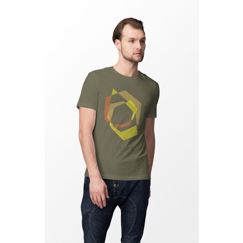 D&B Férfi/Unisex Póló ST00064 Abstrakt Katonai zöld -Méret L 130592411 - Divat és öltözködés