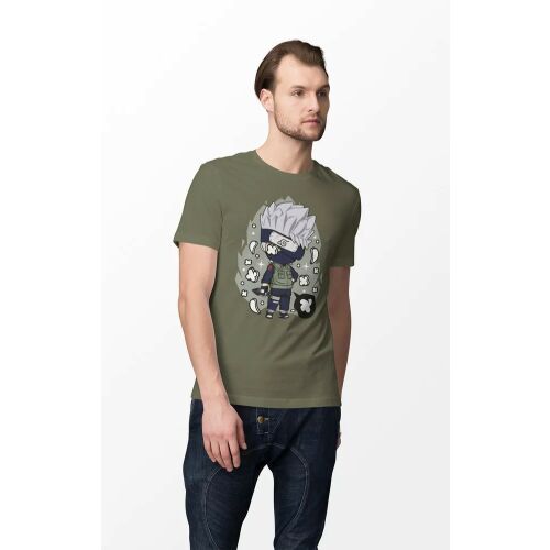 D&B Férfi Unisex Póló PC00015 Kakashi Katonai zöld-Méret L 130597543 - Férfiaknak