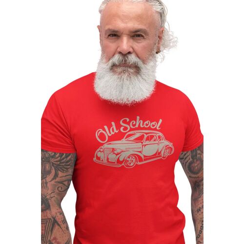 D&B Férfi/Unisex Póló ST00043 Old School Piros-Méret XL 130599843 - Férfi ruházat