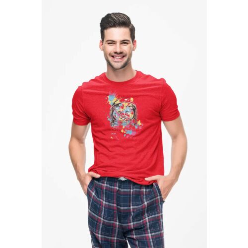 D&B Férfi/Unisex Póló ST00053 Cat Piros-Méret XL 130599947 - Férfi ruházat