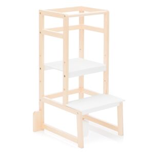 Fillikid Vista Tanulótorony, természetes fa és fehér, állítható magasság - Gyerek konyhai fellépő