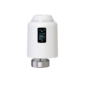 Intelligens termosztatikus fej, WiFi Tuya, Smart Life, Alexa és Google Assistant kompatibilis, gáz/elektromos radiátorok, fehér.