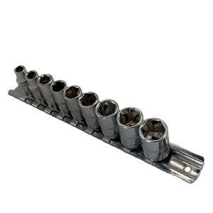 K4 9 darabos dugókulcs készlet (5-13mm) fém sínen, ferde nézet - Dugókulcs