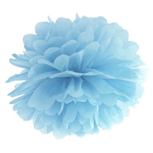 Világoskék papír pompom dekoráció, 35cm - Party dekoráció