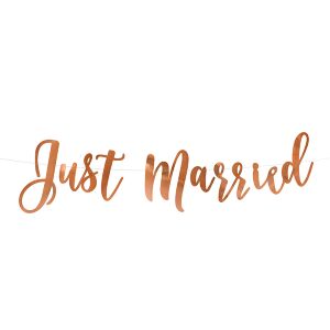 Just Married, rose gold, 20x77 cm, banner 130643304 - Ajándékötlet esküvőre