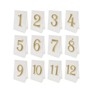 Számos asztal kártyák 1-12-ig, fehér-arny 130643621 - Ajándékötlet esküvőre