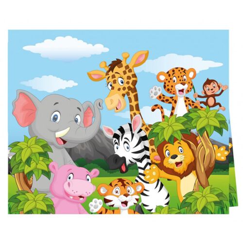Szafari mintás asztalterítő, eldobható műanyag terítő, 120x180 cm - Dekoráció