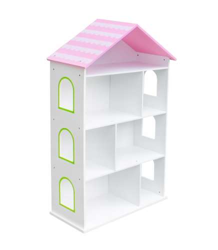 Wooden Toys tároló házikó - fehér, rózsaszín tető 30338572