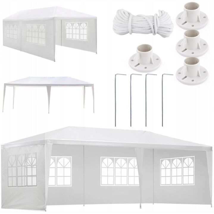 Italform XL kerti Pavilon 4 oldalfallal 3x6m - fehér