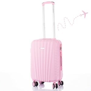 Valiză de cabină roz Leonardo Da Vinci cu mâner telescopic extins - Accesorii pentru îmbrăcăminte