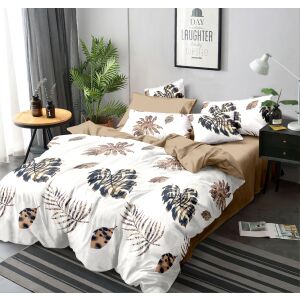 BEILAI barna és fekete virágos ágynemű garnitúra, 7 részes dupla ágy paplanhuzat, levél mintás - Ágynemű - ifjúsági és felnőtt