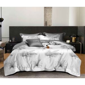 BEILAI 7 részes ágyneműhuzat garnitúra, szürke-fehér virágmintás, kétszemélyes - Ágynemű - ifjúsági és felnőtt